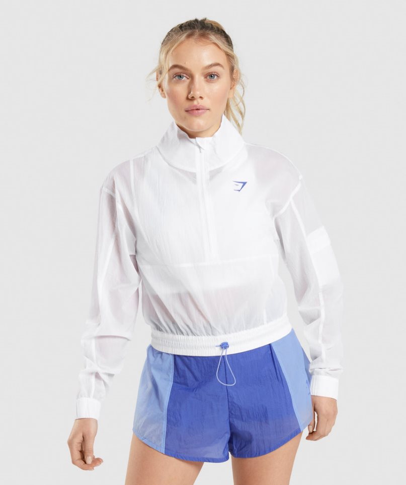 Women\'s Gymshark Pulse Woven Jackets White | CA 78N356